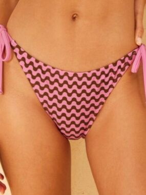 Wild Fable Zig Zag Bikini Bottom - Adjustable Ties, Low Rise, High Leg, Cheeky